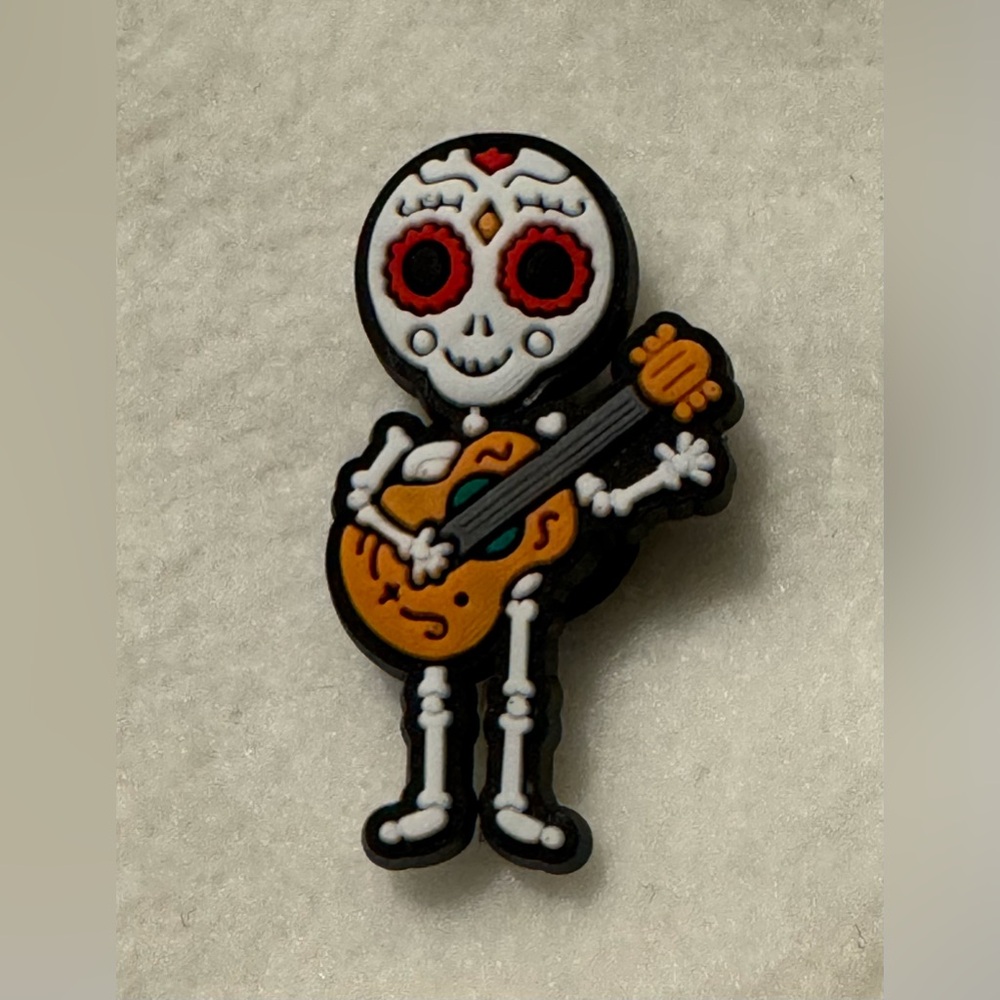 Jb003- Jibbitz for Crocs Day of the Dead Skeleton Playing Guitar